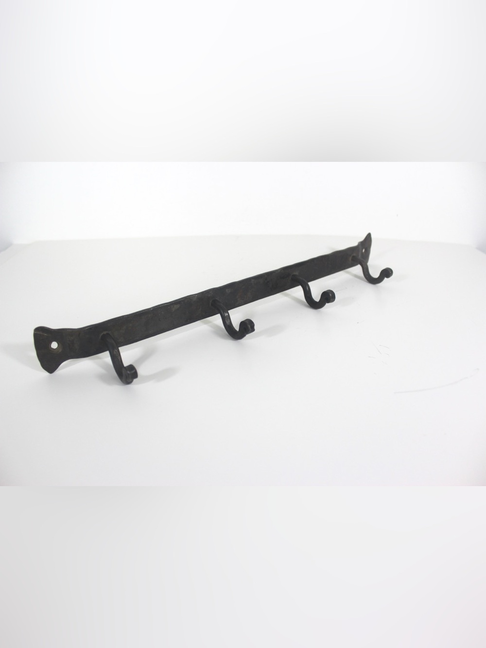 Vintage Forged Iron Wall Rack with Hooks